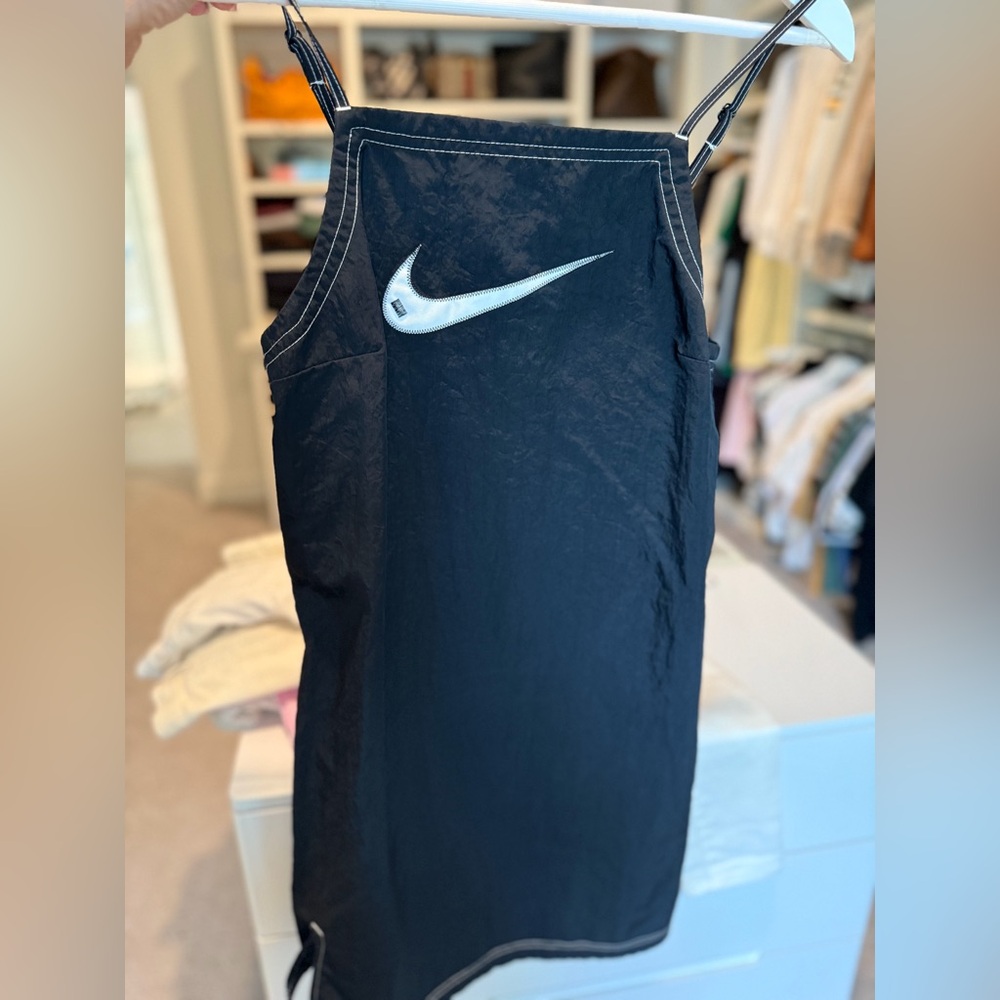 Nike Black Sleeveless nylon Dress with White Swoosh